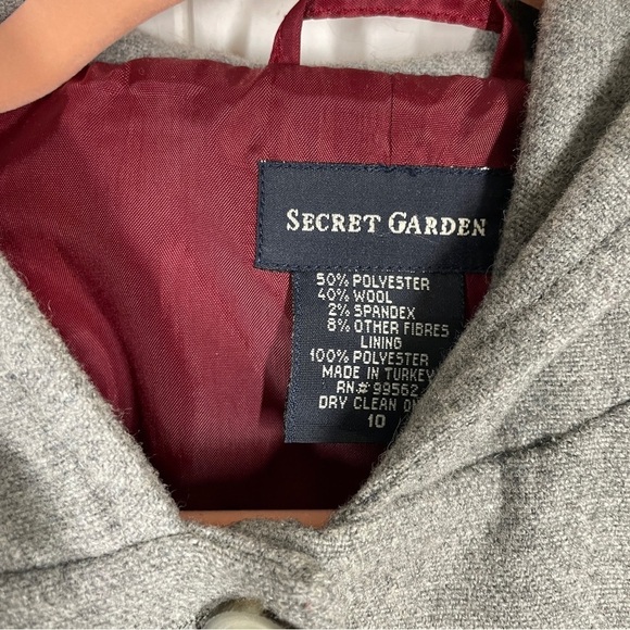 Secret Garden Gray Wool Blend Hooded Long Sleeve Blazer Medium - Picture 7 of 7